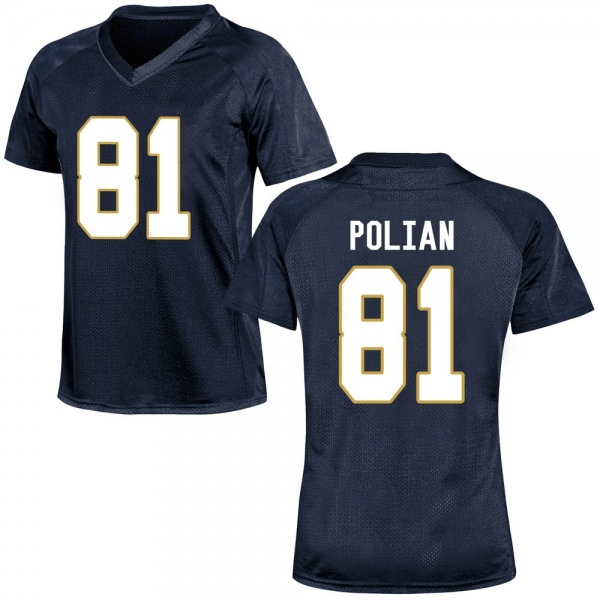 Jack Polian Notre Dame Fighting Irish NCAA Women's #61 Navy Blue Replica College Stitched Football Jersey YCR5455TO